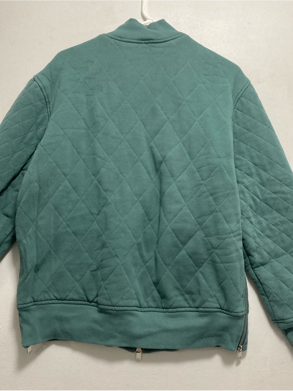 Athleta Retroplush Quilted Bomber Jacket Teal Green Size M Cozy Streetwear - Picture 2 of 16